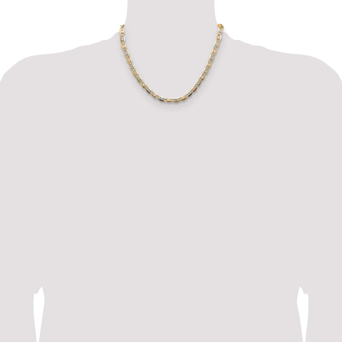14k 6.1mm Tri-color Gold Pav� Valentino Chain