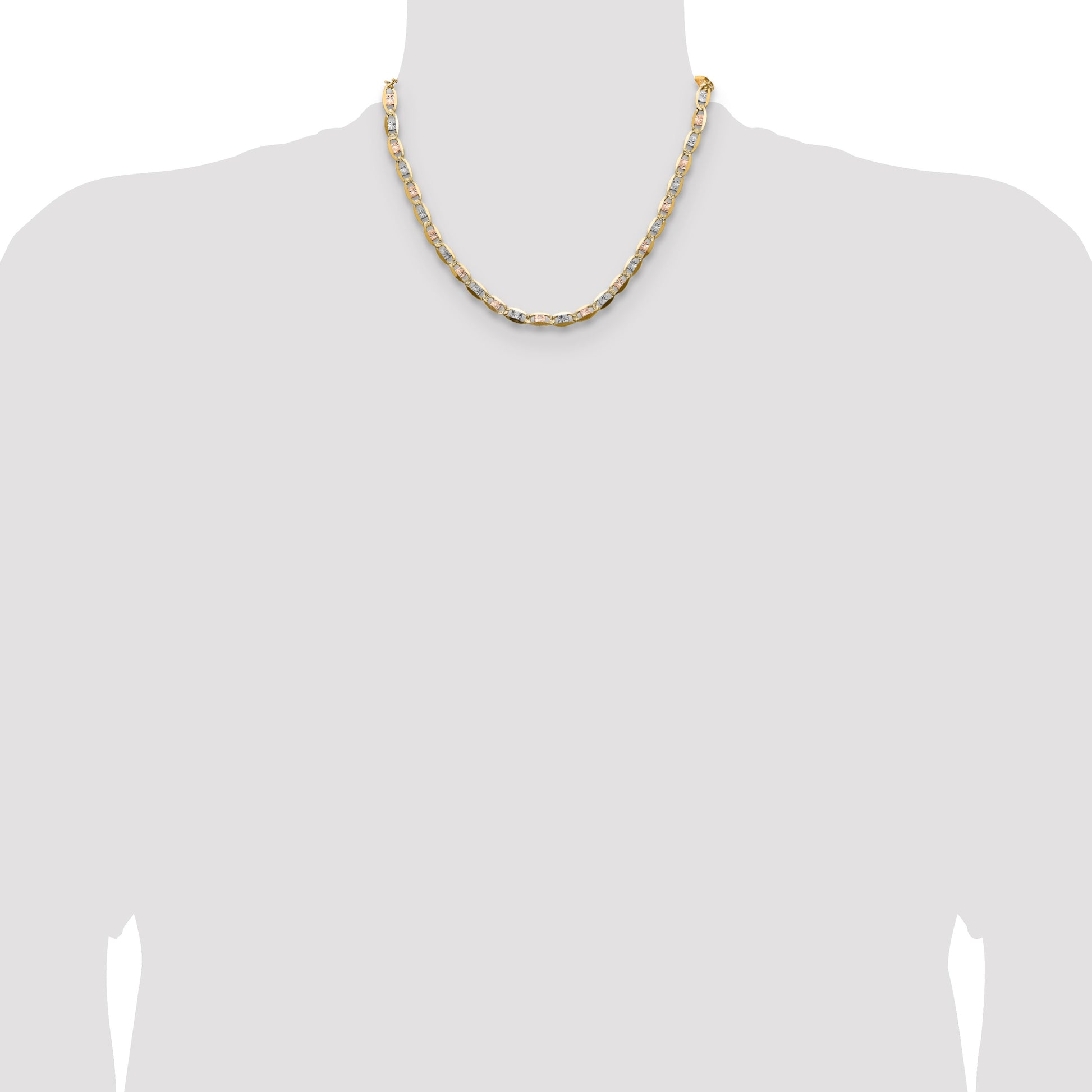 14k 6.1mm Tri-color Gold Pav� Valentino Chain