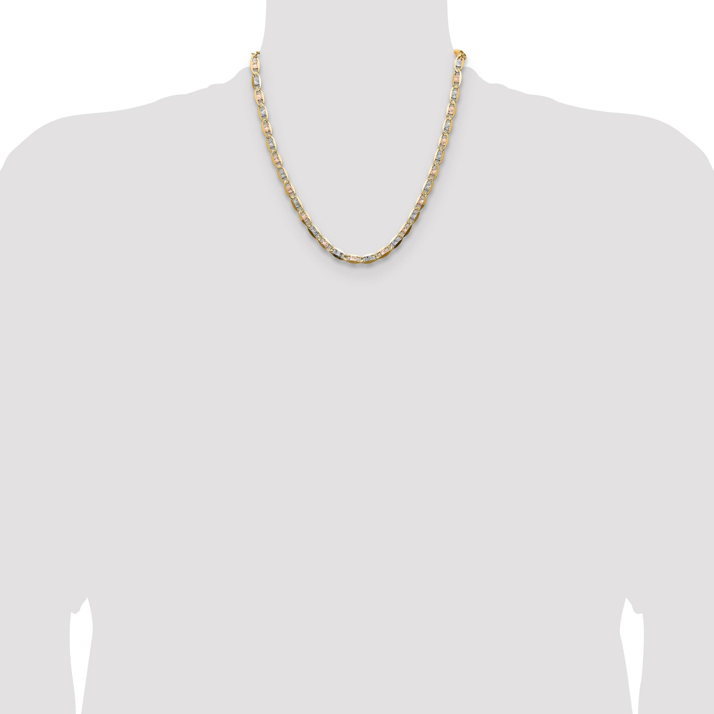 14k 6.1mm Tri-color Gold Pav� Valentino Chain