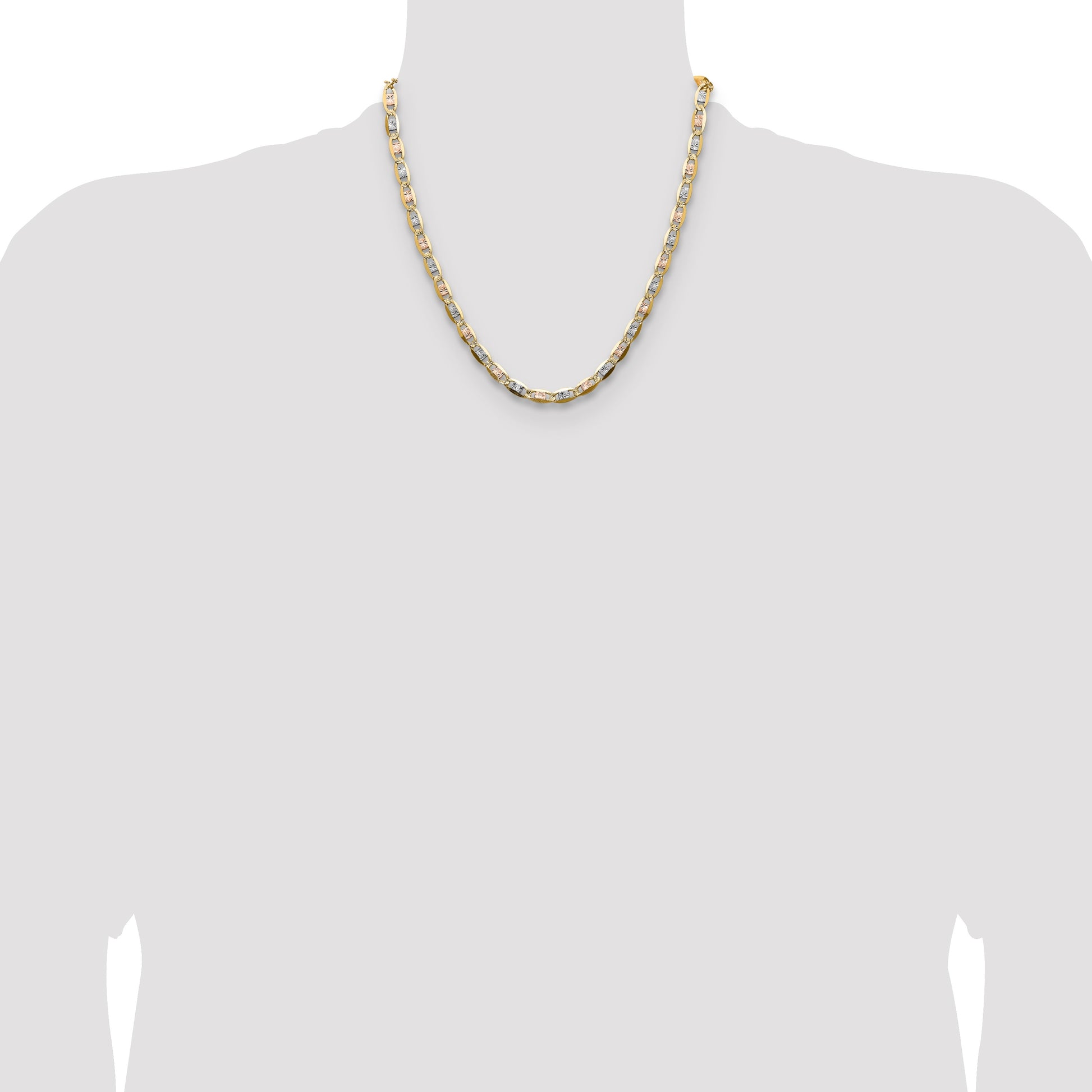 14k 6.1mm Tri-color Gold Pav� Valentino Chain