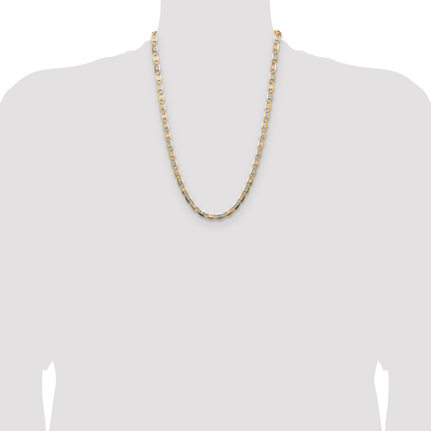 14k 6.1mm Tri-color Gold Pav� Valentino Chain