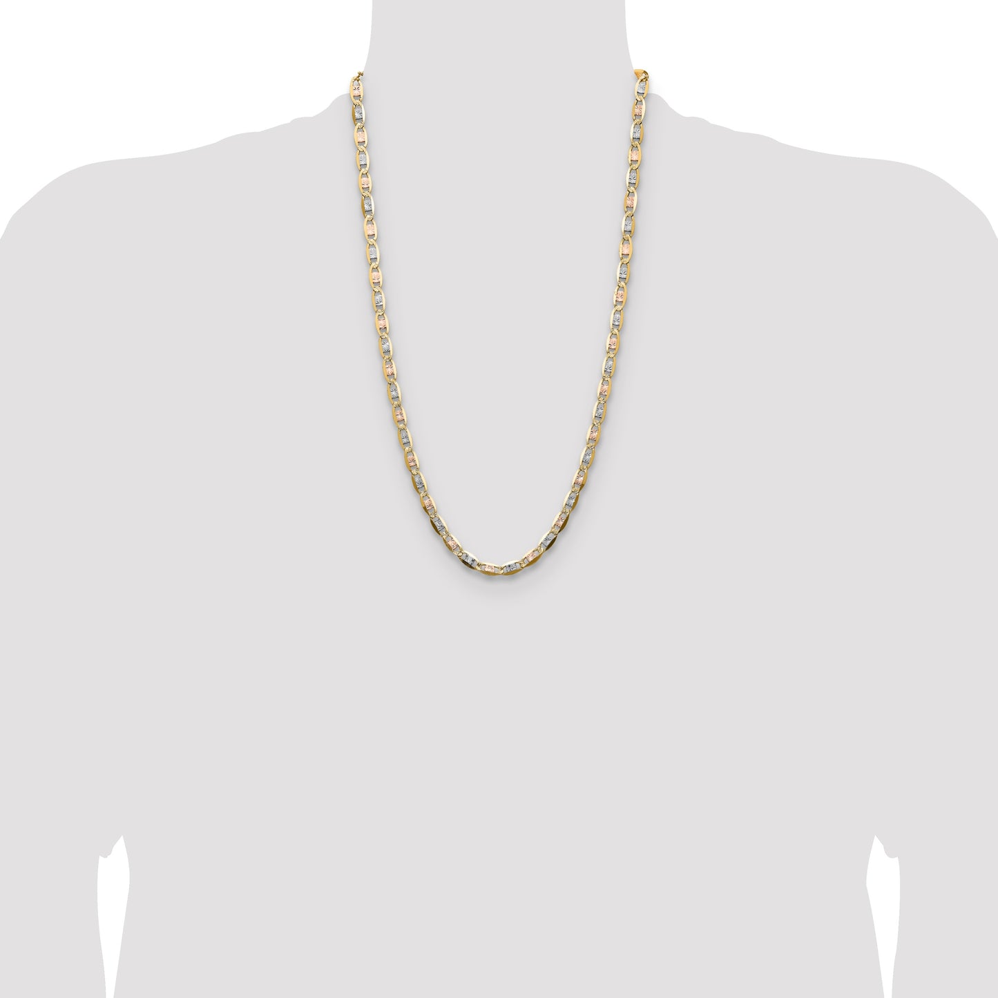 14k 6.1mm Tri-color Gold Pav� Valentino Chain