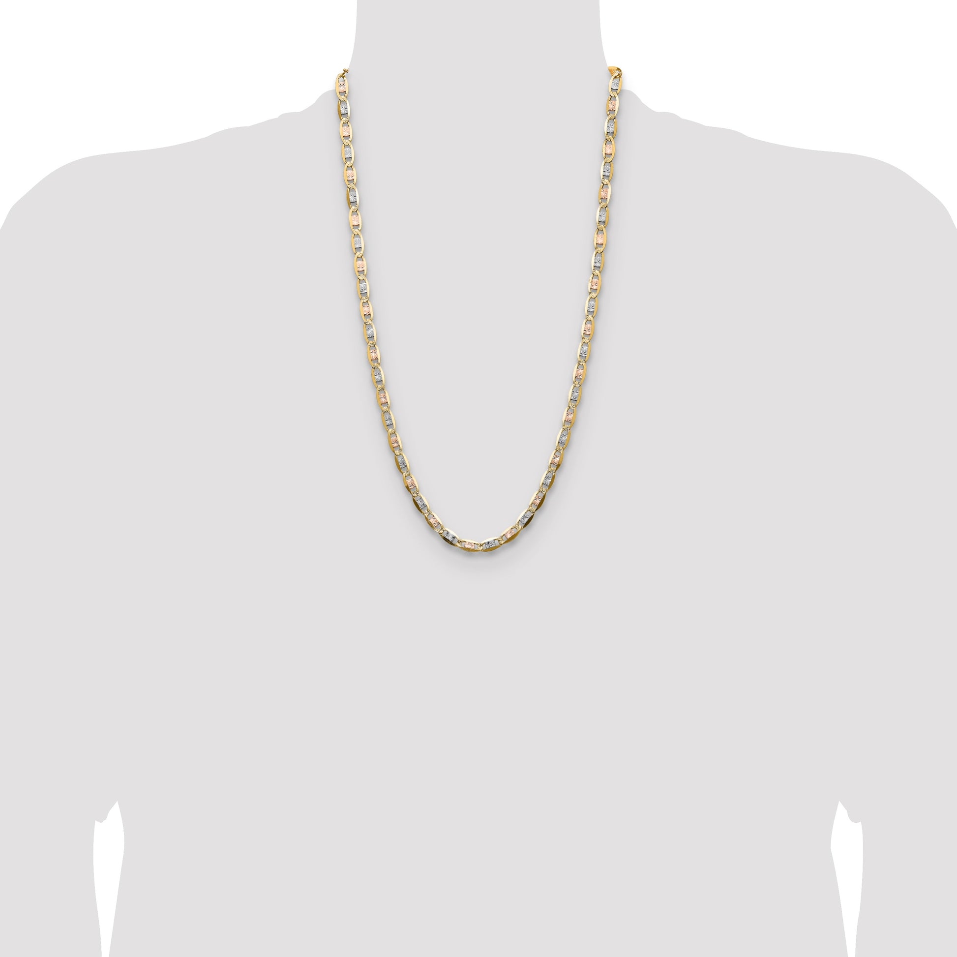 14k 6.1mm Tri-color Gold Pav� Valentino Chain