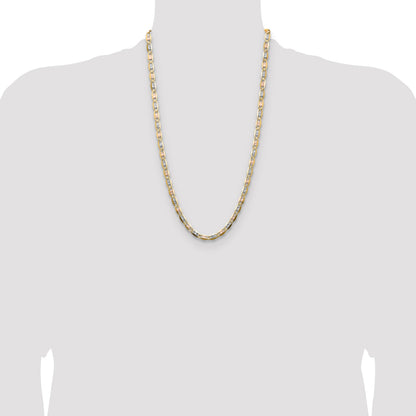 14k 6.1mm Tri-color Gold Pav� Valentino Chain