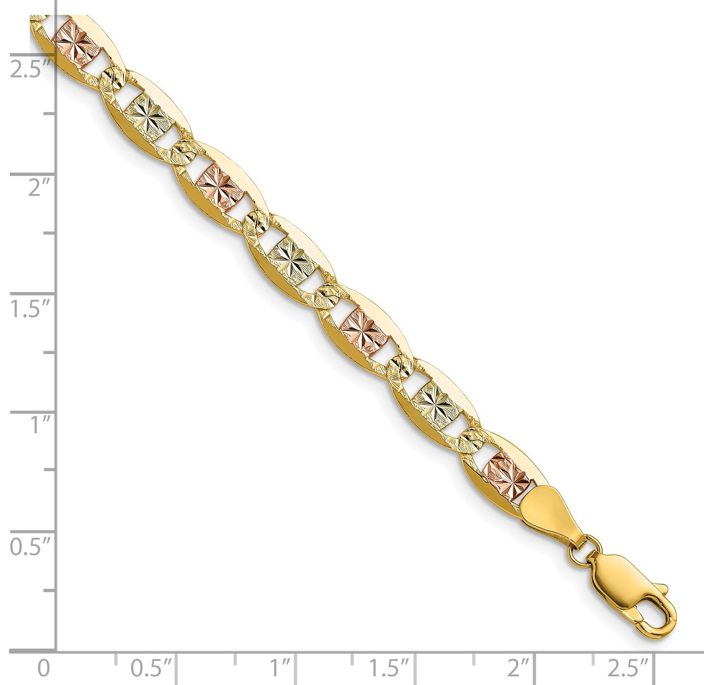 14k 6.1mm Tri-color Gold Pav� Valentino Chain