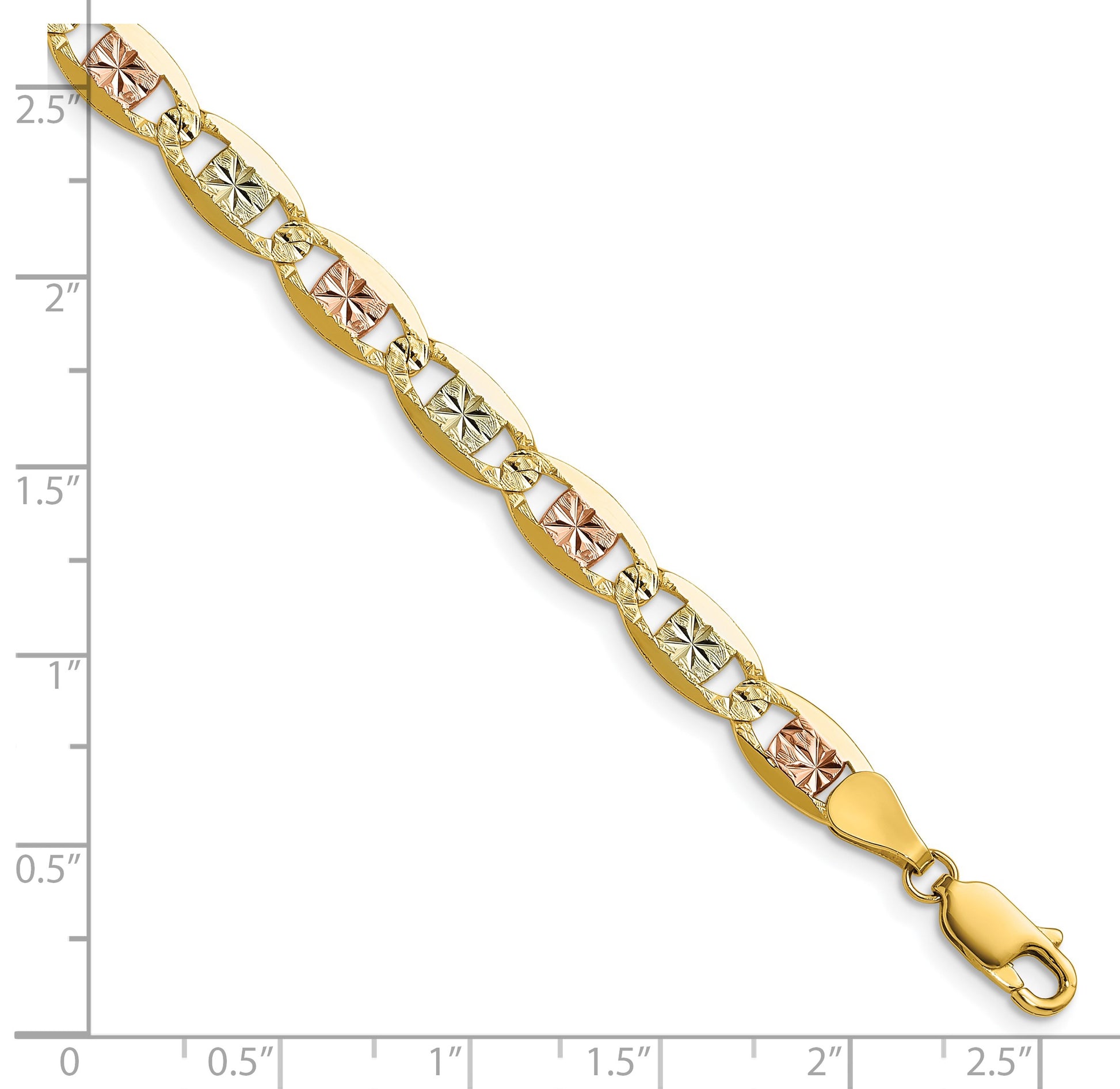 14k 6.1mm Tri-color Gold Pav� Valentino Chain