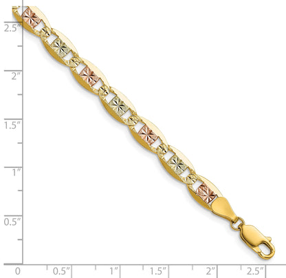 14k 6.1mm Tri-color Gold Pav� Valentino Chain