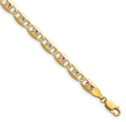 14k 6.1mm Tri-color Gold Pav� Valentino Chain