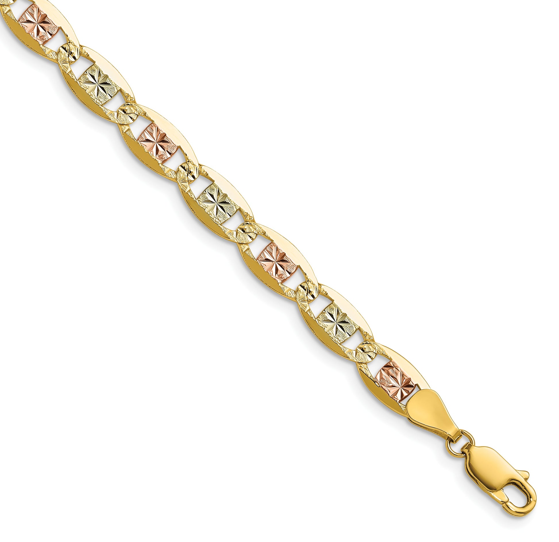 14k 6.1mm Tri-color Gold Pav� Valentino Chain