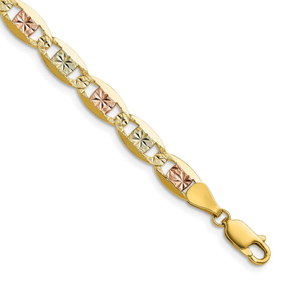 14k 6.1mm Tri-color Gold Pav� Valentino Chain