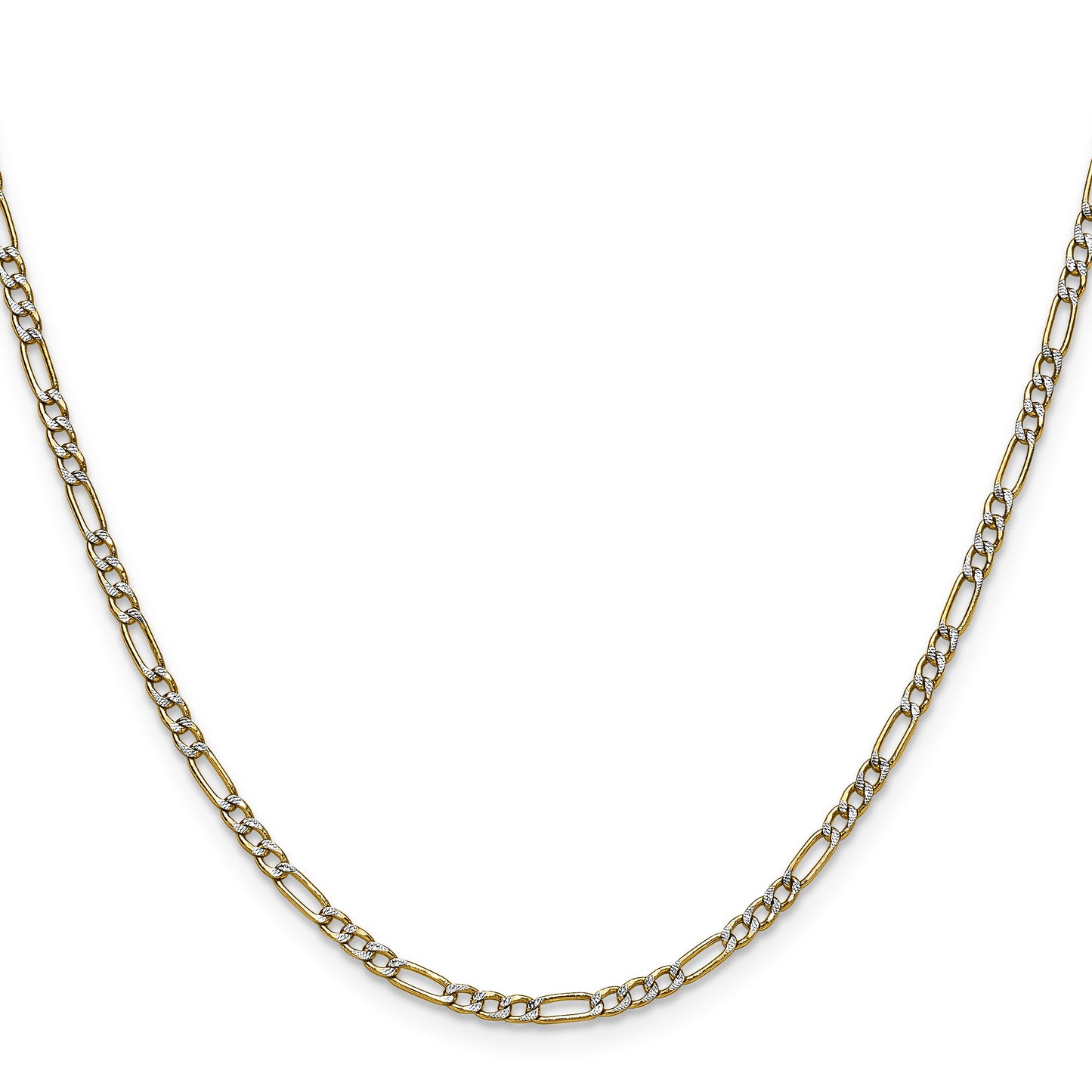 14k 2.3mm Semi-solid with Rhodium Pav� Figaro Chain