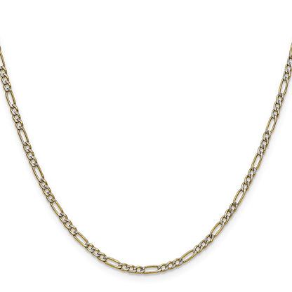 14k 2.3mm Semi-solid with Rhodium Pav� Figaro Chain