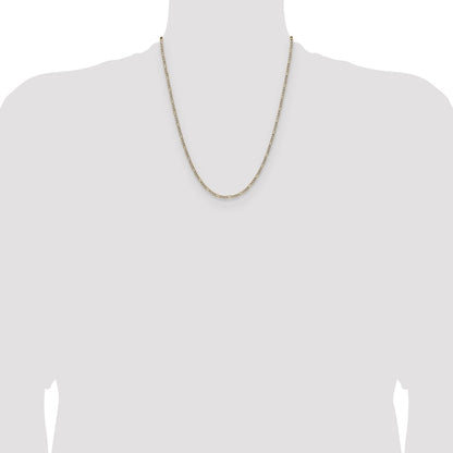 14k 2.3mm Semi-solid with Rhodium Pav� Figaro Chain