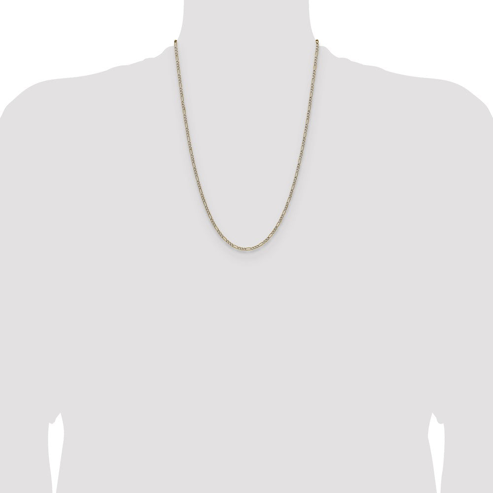 14k 2.3mm Semi-solid with Rhodium Pav� Figaro Chain