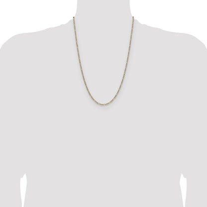 14k 2.3mm Semi-solid with Rhodium Pav� Figaro Chain