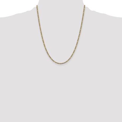 14K 22 inch 3.2mm Semi-Solid with Rhodium Pav� Figaro with Lobster Clasp Chain