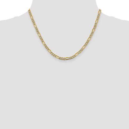 14K 18 inch 3.9mm Semi-Solid with Rhodium Pav� Figaro with Lobster Clasp Chain