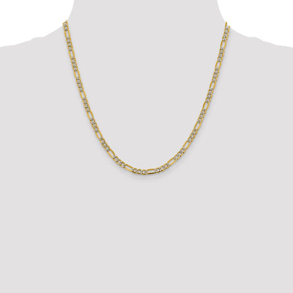 14K 20 inch 3.9mm Semi-Solid with Rhodium Pav� Figaro with Lobster Clasp Chain