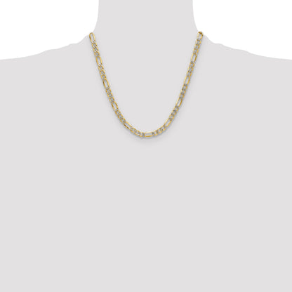 14k 6.5mm Semi-solid with Rhodium Pav� Figaro Chain