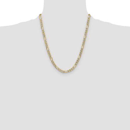 14k 6.5mm Semi-solid with Rhodium Pav� Figaro Chain