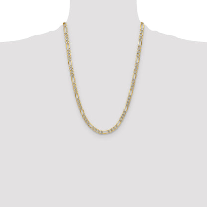 14k 6.5mm Semi-solid with Rhodium Pav� Figaro Chain