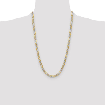 14k 6.5mm Semi-solid with Rhodium Pav� Figaro Chain