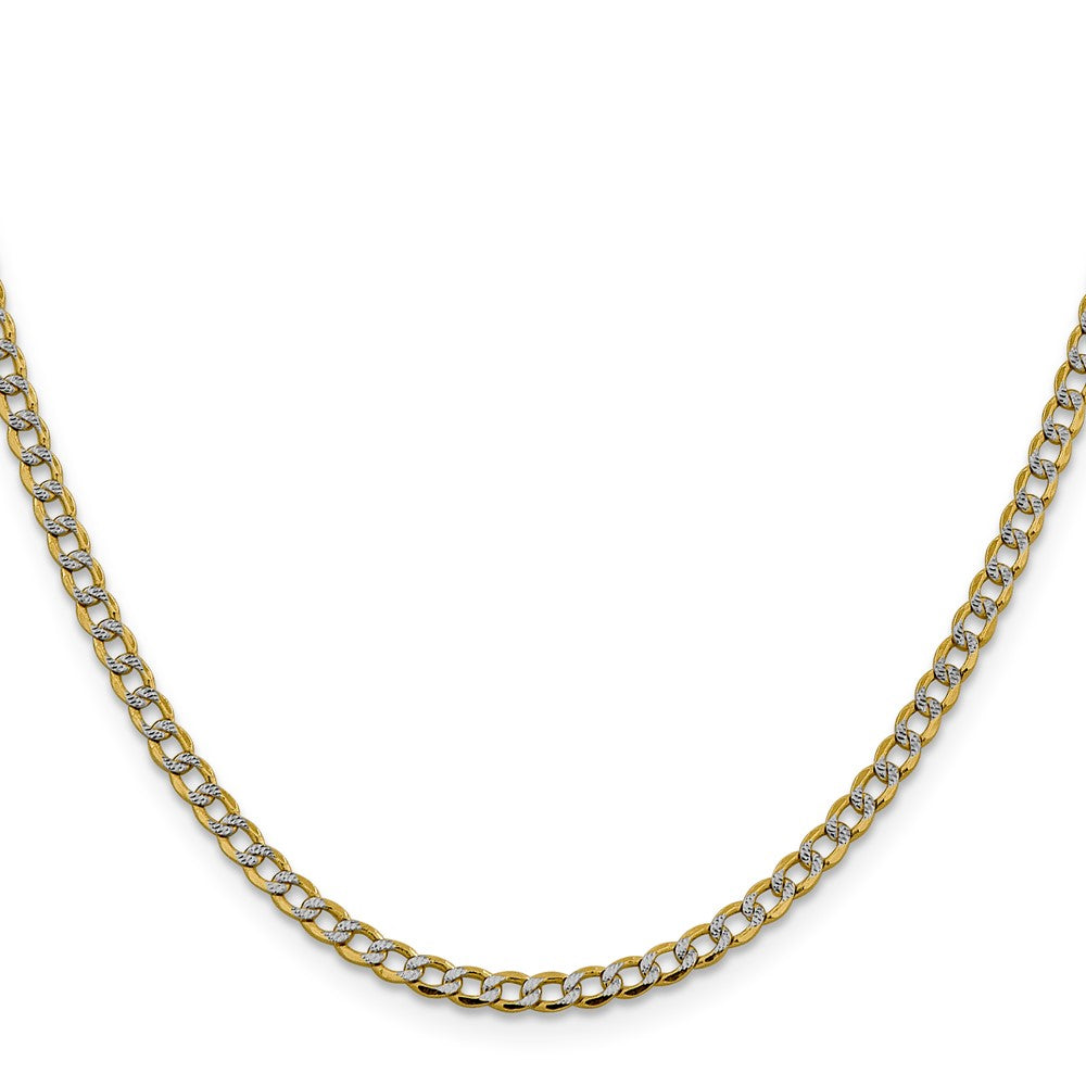 14K 20 inch 3.4mm Semi-Solid with Rhodium Pav� Curb with Lobster Clasp Chain