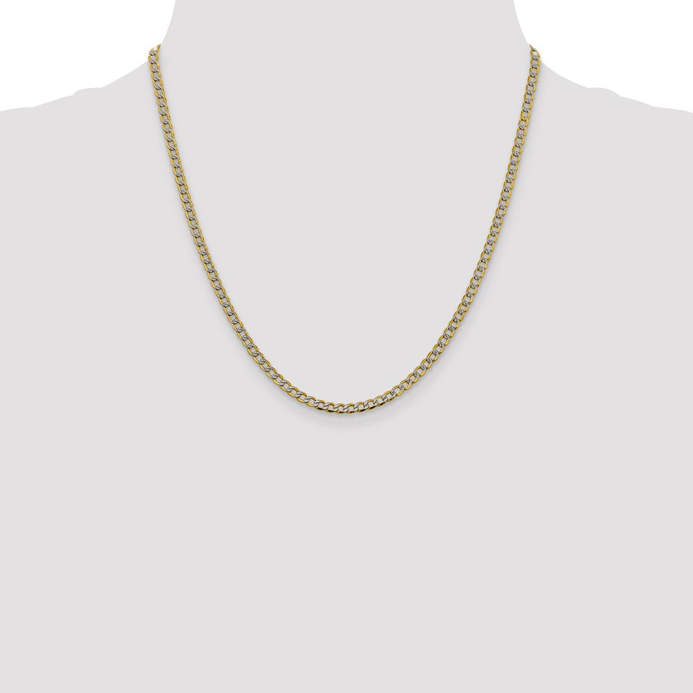 14K 20 inch 3.4mm Semi-Solid with Rhodium Pav� Curb with Lobster Clasp Chain