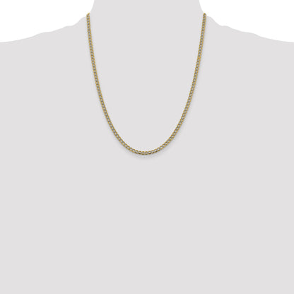 14K 22 inch 3.4mm Semi-Solid with Rhodium Pav� Curb with Lobster Clasp Chain