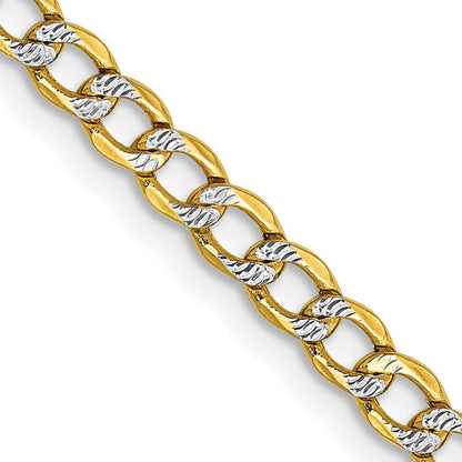 14K 22 inch 3.4mm Semi-Solid with Rhodium Pav� Curb with Lobster Clasp Chain