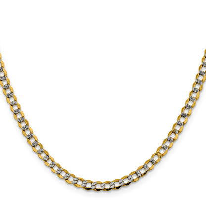 14K 26 inch 4.3mm Semi-Solid with Rhodium Pav� Curb with Lobster Clasp Chain
