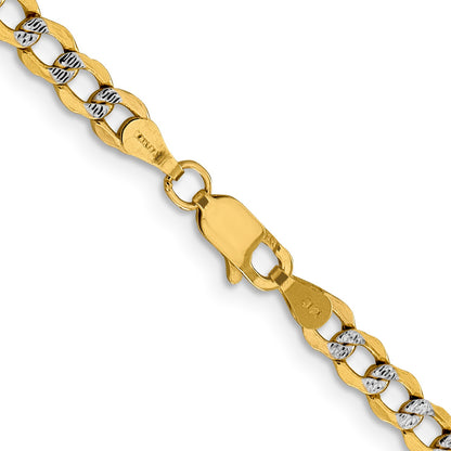 14K 24 inch 4.3mm Semi-Solid with Rhodium Pav� Curb with Lobster Clasp Chain