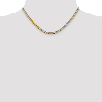 14K 16 inch 4.3mm Semi-Solid with Rhodium Pav� Curb with Lobster Clasp Chain