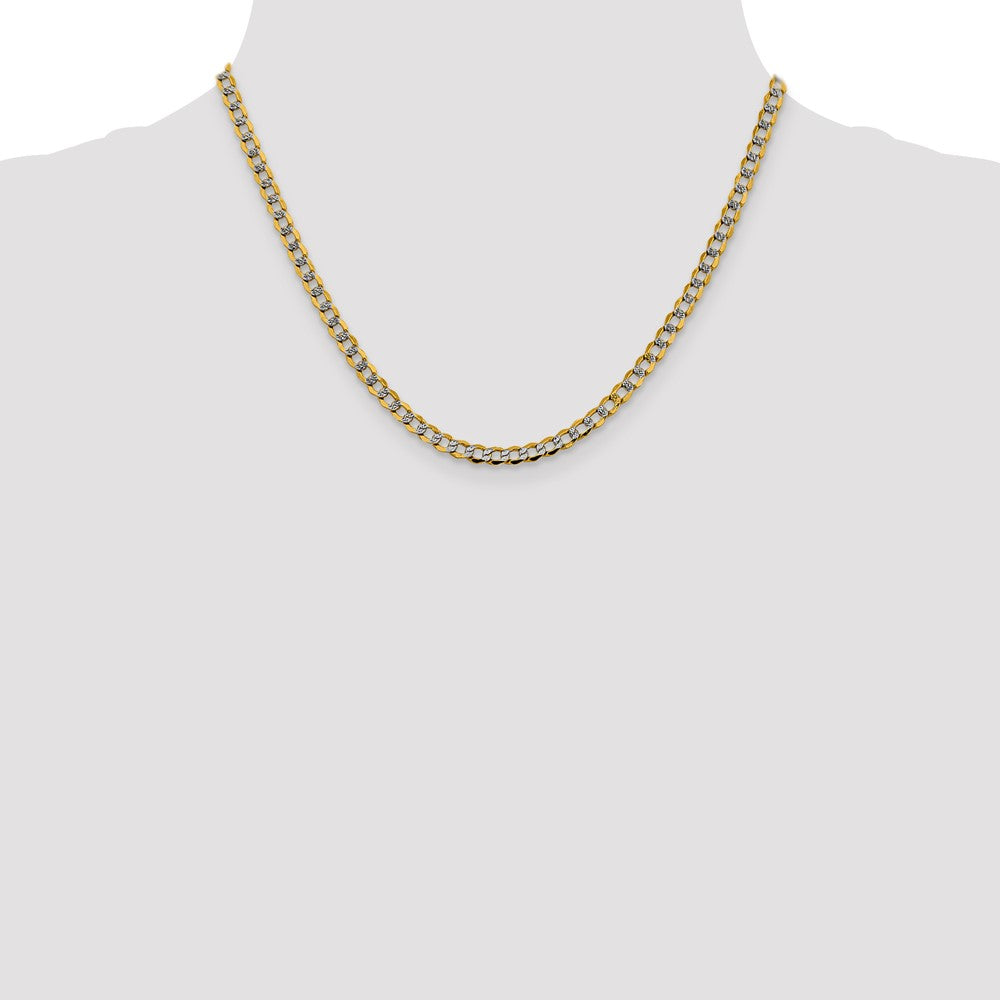 14K 18 inch 4.3mm Semi-Solid with Rhodium Pav� Curb with Lobster Clasp Chain