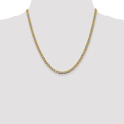 14K 20 inch 4.3mm Semi-Solid with Rhodium Pav� Curb with Lobster Clasp Chain