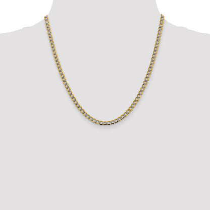 14K 20 inch 4.3mm Semi-Solid with Rhodium Pav� Curb with Lobster Clasp Chain