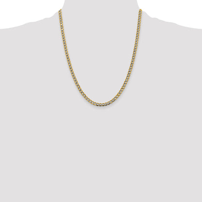 14K 22 inch 4.3mm Semi-Solid with Rhodium Pav� Curb with Lobster Clasp Chain