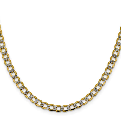 14K 22 inch 5.2mm Semi-Solid with Rhodium Pav� Curb with Lobster Clasp Chain