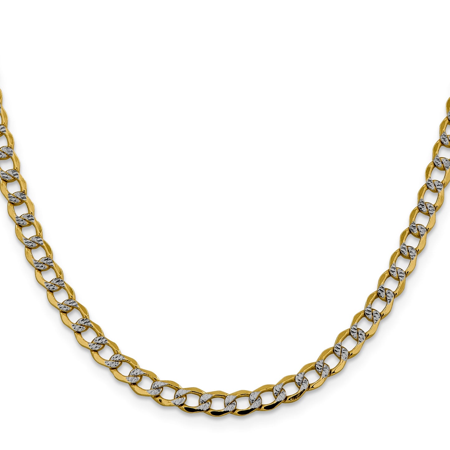 14K 26 inch 5.2mm Semi-Solid with Rhodium Pav� Curb with Lobster Clasp Chain