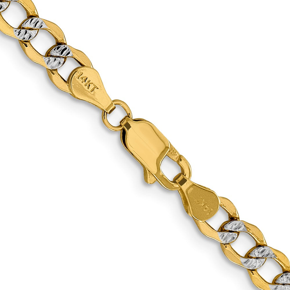 14K 18 inch 5.2mm Semi-Solid with Rhodium Pav� Curb with Lobster Clasp Chain