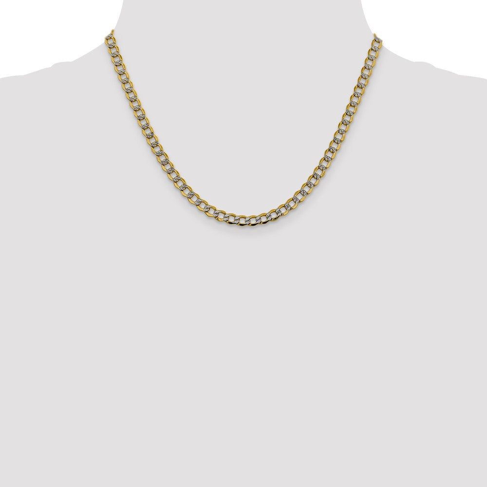 14K 18 inch 5.2mm Semi-Solid with Rhodium Pav� Curb with Lobster Clasp Chain