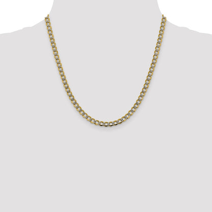 14K 20 inch 5.2mm Semi-Solid with Rhodium Pav� Curb with Lobster Clasp Chain