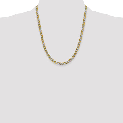 14K 22 inch 5.2mm Semi-Solid with Rhodium Pav� Curb with Lobster Clasp Chain