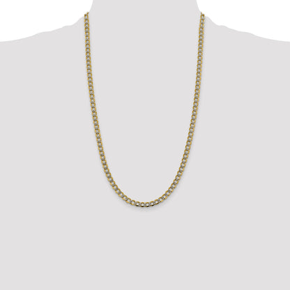 14K 26 inch 5.2mm Semi-Solid with Rhodium Pav� Curb with Lobster Clasp Chain
