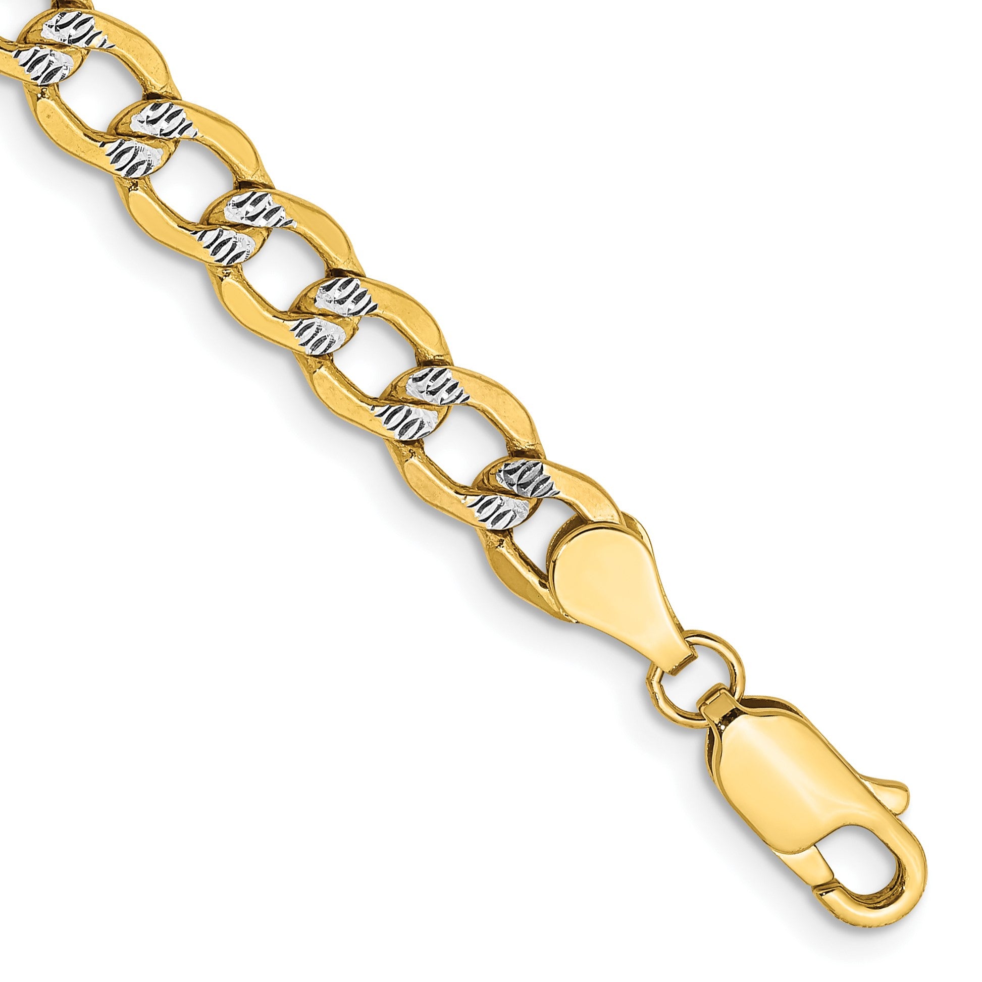 14k 5.2mm Semi-solid with Rhodium Pav� Curb Chain