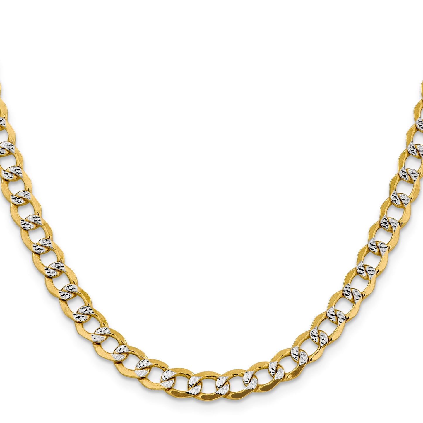14K 20 inch 6.75mm Semi-Solid with Rhodium Pav� Curb with Lobster Clasp Chain