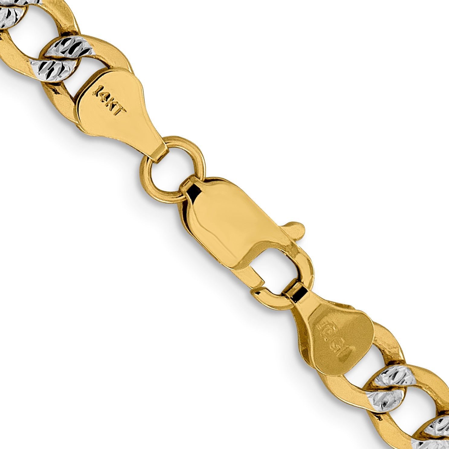 14K 22 inch 6.75mm Semi-Solid with Rhodium Pav� Curb with Lobster Clasp Chain