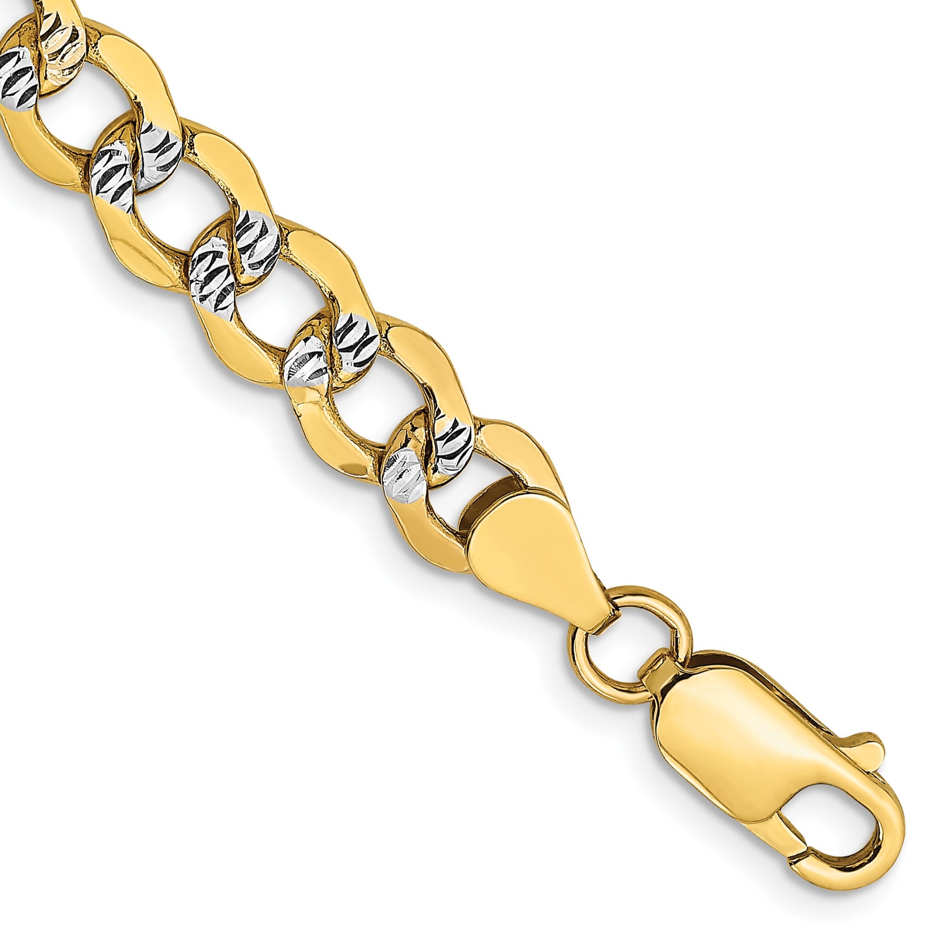 14k 6.75mm Semi-solid with Rhodium Pav� Curb Chain