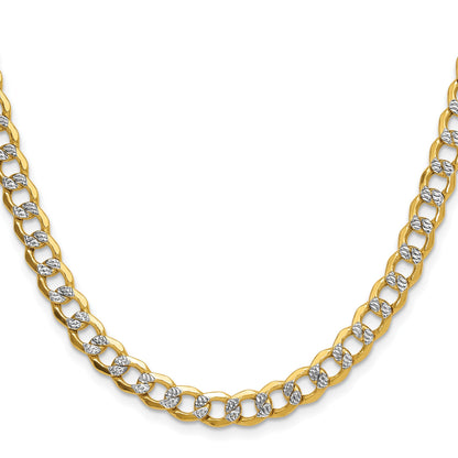 14k 7.1mm Semi-solid with Rhodium Pav� Curb Chain