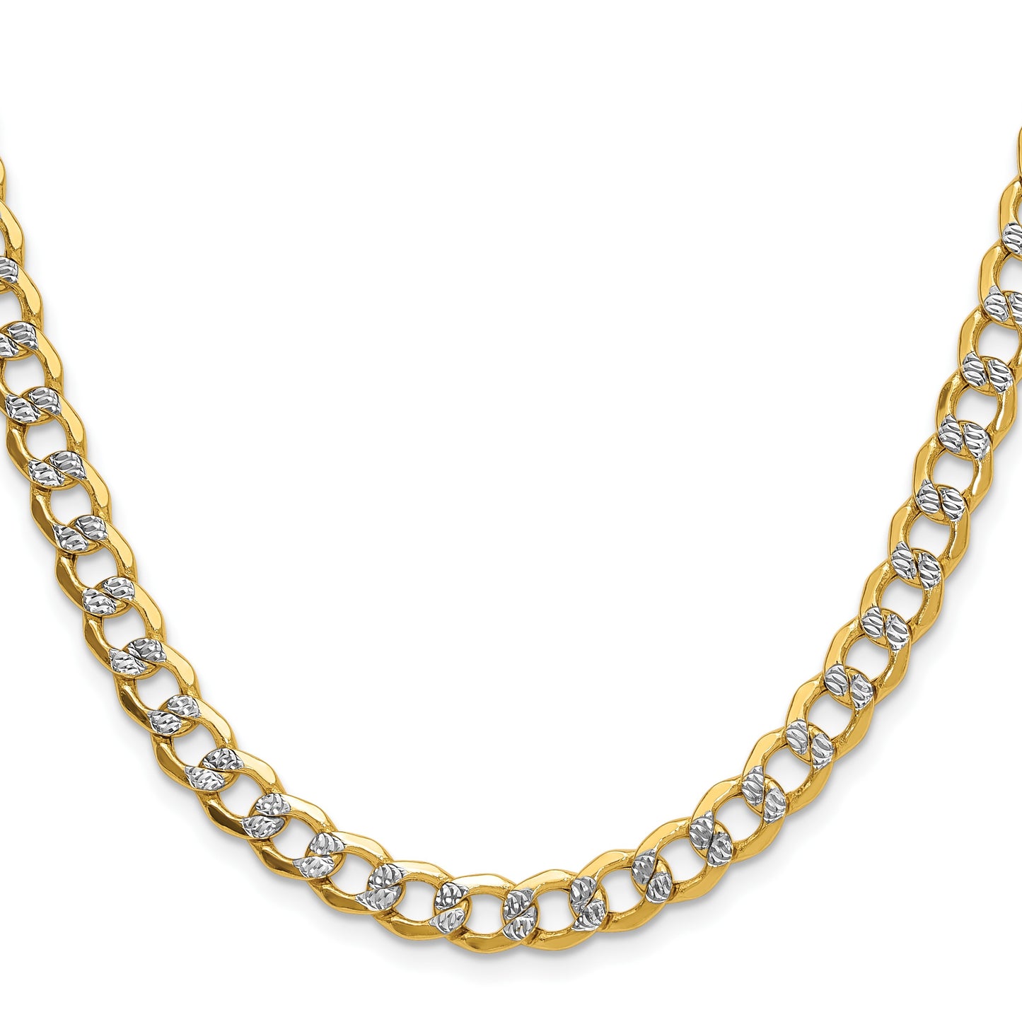 14k 7.1mm Semi-solid with Rhodium Pav� Curb Chain